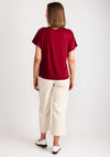 Vila Ellette V-Neck Satin Top, Cabernet