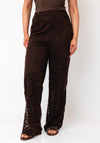Vila Maye High Waisted Lace Trousers, Brown