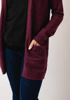Vila Ril Long Open Knit Cardigan, Wine