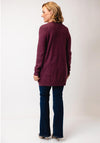 Vila Ril Long Open Knit Cardigan, Wine