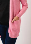 Vila Ril Long Open Knit Cardigan, Pink