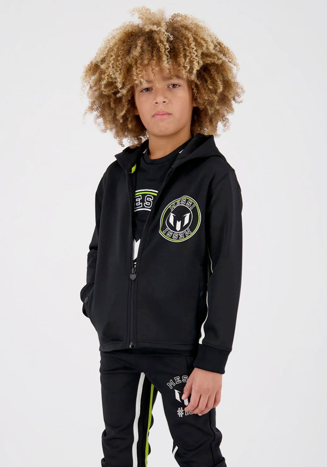 Vingino X Messi Oniqs Long Sleeve Zip Sweater, Deep Black