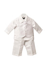 Vivaki Baby Boy Christening 4 Piece Suit, White