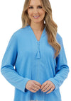Marlon Waffle Long Sleeve Bed Jacket, Blue