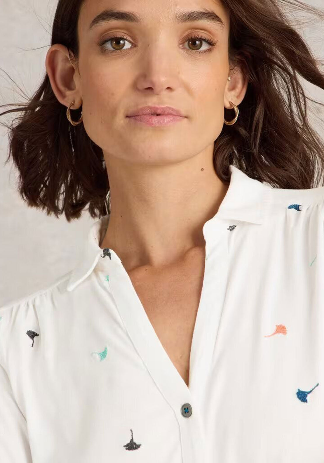 White Stuff Annie Embroidered Shirt, White