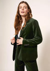 White Stuff Evelyn Velvet Blazer, Dark Green