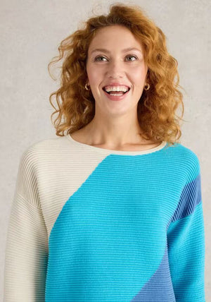 White Stuff Jana Colour Block Jumper, Blue Multi