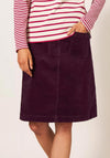 White Stuff Melody Organic Cord Knee Length Skirt, Deep Plum