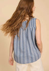 White Stuff Rhiannon Organic Cotton Embroidered Vest, Blue & White