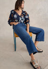 White Stuff Tia Wide Leg Cropped Jeans, Dark Denim