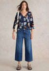 White Stuff Tia Wide Leg Cropped Jeans, Dark Denim