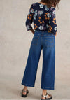 White Stuff Tia Wide Leg Cropped Jeans, Dark Denim