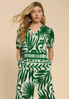 White Stuff Elisa Eco Vero Leaf Print Top, Green