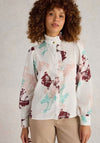 White Stuff Pauline Frill Neck Floral Top, Ivory Multi