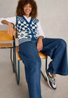 White Stuff Geo Mix Sweater Vest, Blue