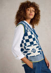 White Stuff Geo Mix Sweater Vest, Blue