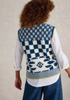 White Stuff Geo Mix Sweater Vest, Blue