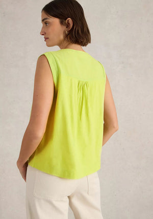 White Stuff Isla Button Detail Top, Yellow