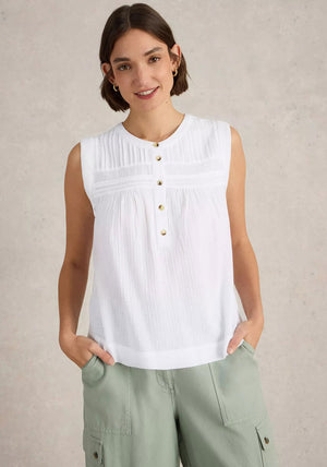 White Stuff Isla Button Detail Top, White