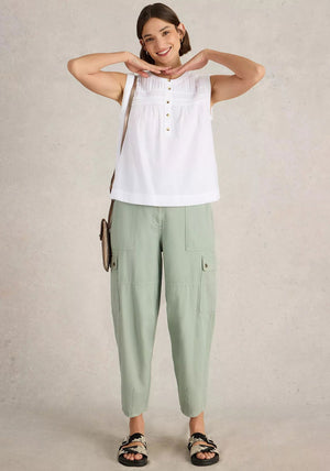 White Stuff Isla Button Detail Top, White