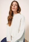 White Stuff Cable Yoke Jumper, Pale Ivory