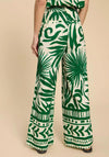 White Stuff Lucinda Eco Vero Wide Trousers, Green Print
