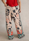 White Stuff Lucy Linen Blend Wide Trousers, Natural Print