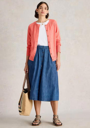 White Stuff Lulu Fine Knit Cardigan, Coral