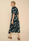 White Stuff Megan Printed Jersey Midi Dress, Black & Blue