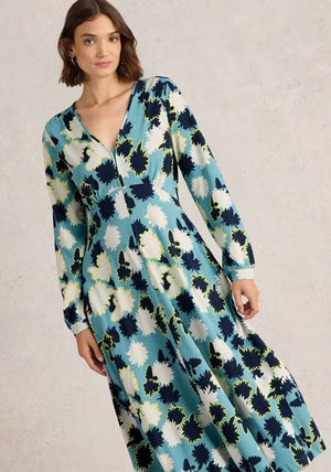 White Stuff Megan Printed Midi Dress, Blue Multi