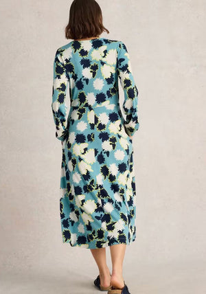 White Stuff Megan Printed Midi Dress, Blue Multi