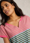 White Stuff Nelly Striped V Neck T Shirt, Multicoloured