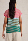 White Stuff Nelly Striped V Neck T Shirt, Multicoloured