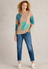 White Stuff Olive Striped Heart Print Sweater, Beige