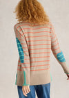 White Stuff Olive Striped Heart Print Sweater, Beige