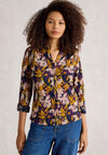 White Stuff Annie V Neck Print Shirt, Navy