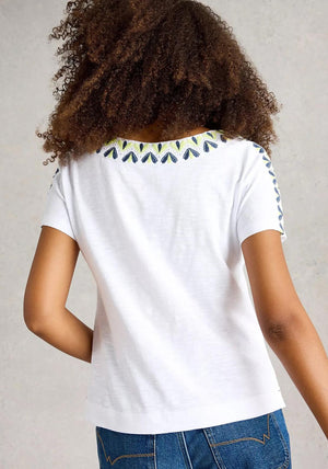 White Stuff Neva Embroidered Reversible T Shirt, White