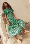 White Stuff Rua Jersey Print Midi Shirt Dress, Green