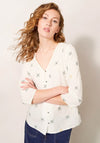 White Stuff Rae Stitched Floral Print Cotton Top, Ivory