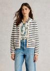 White Stuff Belle Striped Knit Cardigan, Cream and Blue