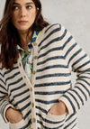 White Stuff Belle Striped Knit Cardigan, Cream and Blue