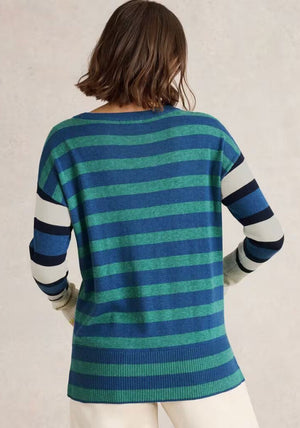 White Stuff Olive Striped Sweater, Blue Multi