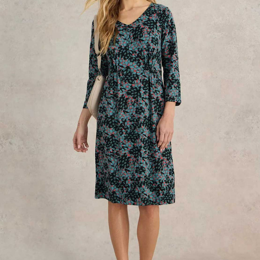 White Stuff Tallie Patterned Jersey Dress, Teal