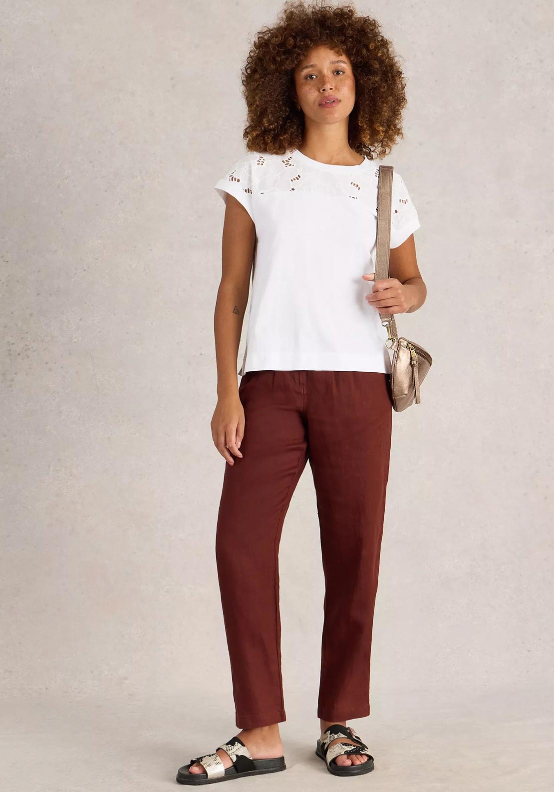 White Stuff Thea Broderie T Shirt, White