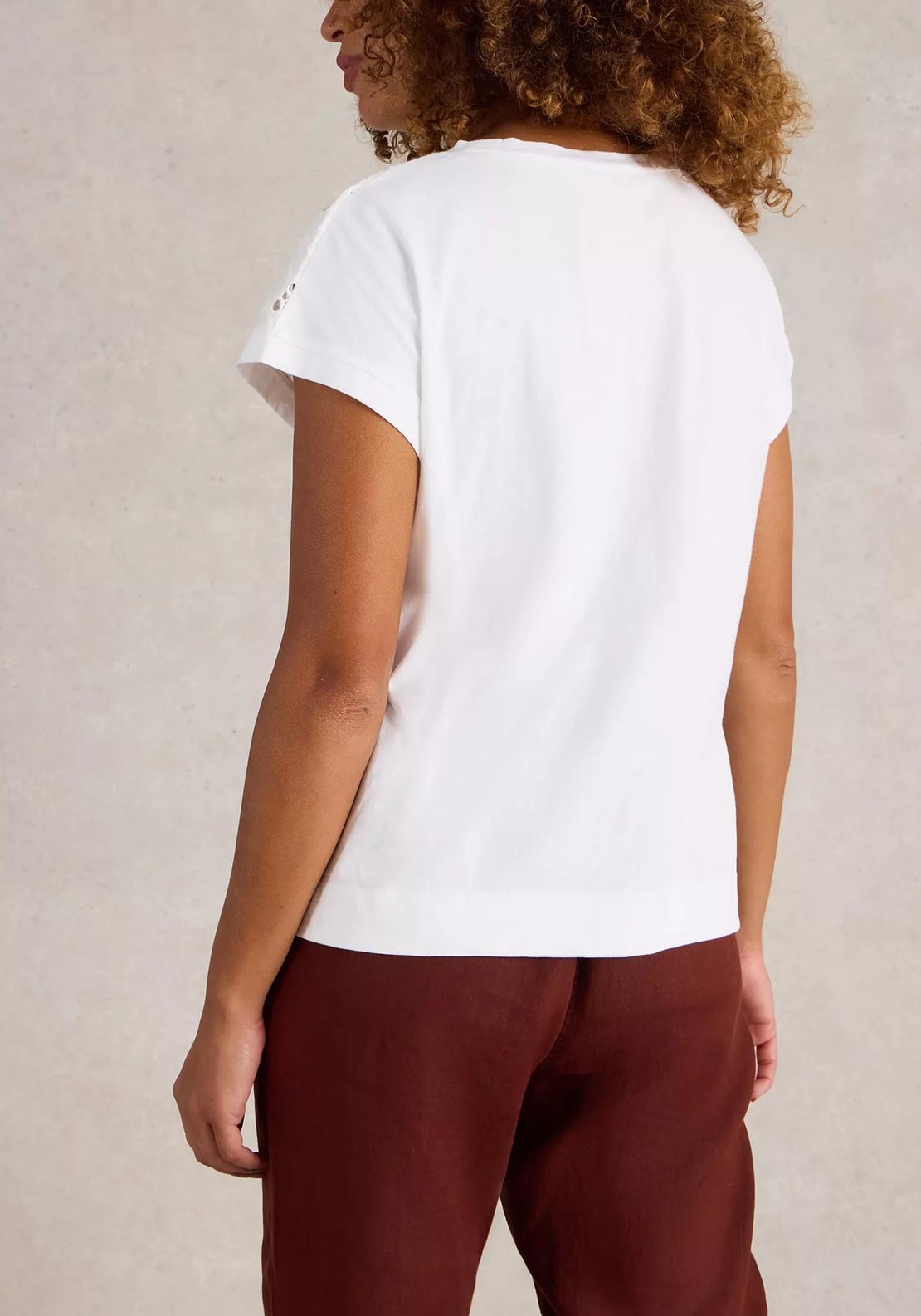 White Stuff Thea Broderie T Shirt, White