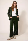 White Stuff Belle Velvet Cropped Wide Leg Trouser, Dark Green