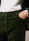 White Stuff Belle Velvet Cropped Wide Leg Trouser, Dark Green