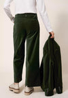 White Stuff Belle Velvet Cropped Wide Leg Trouser, Dark Green