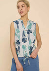 White Stuff Tulip Jersey Sleeveless Shirt, White & Teal