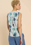 White Stuff Tulip Jersey Sleeveless Shirt, White & Teal